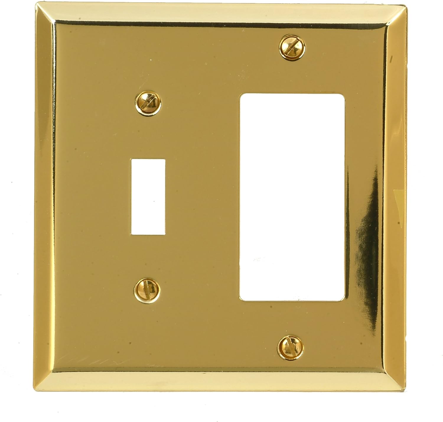 Amerelle Century Single Toggle/Single Rocker Steel Wallplate in Polished Brass