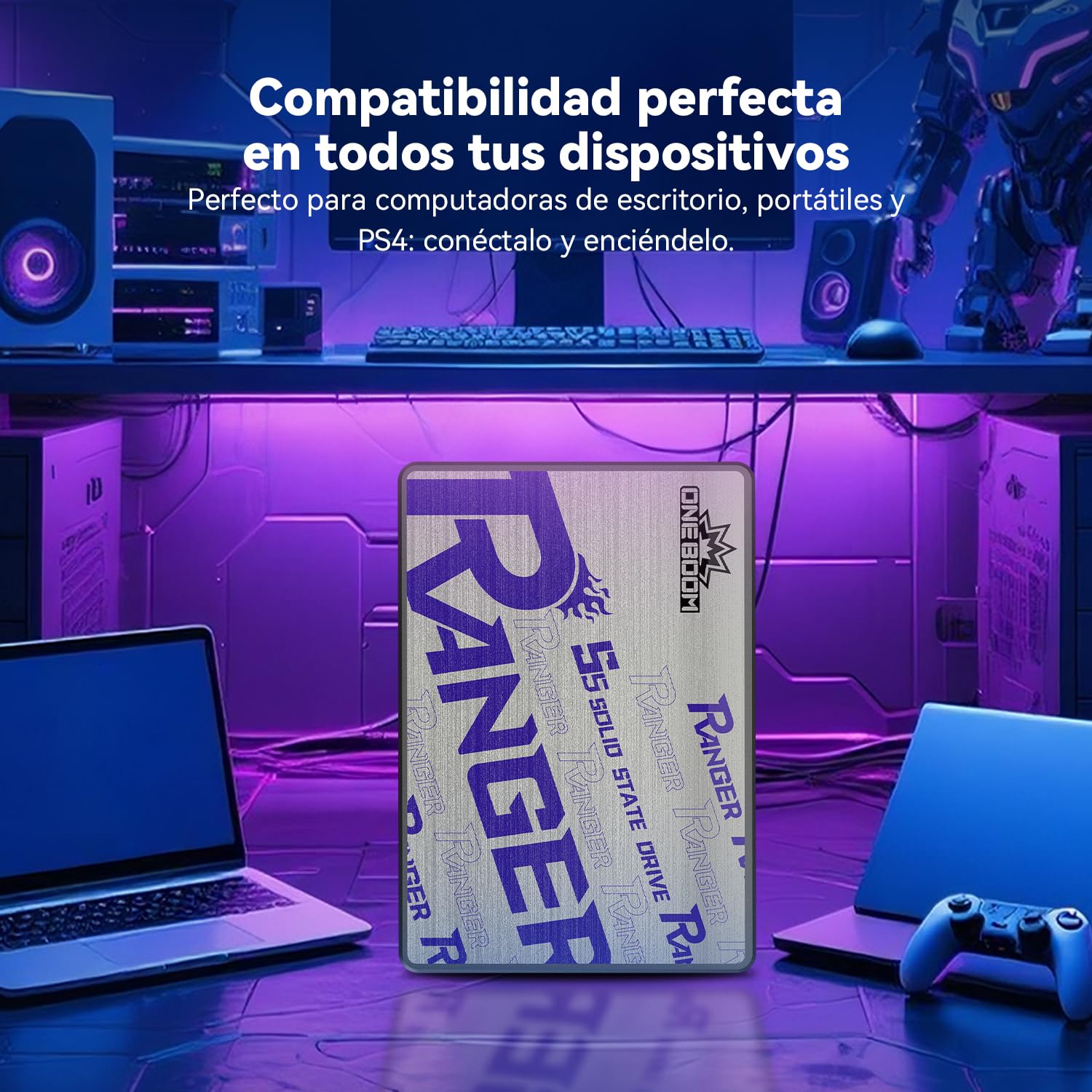 Kingspec OneBoom SSD 512GB SATA III 2,5" 3D NAND Flash Disco Duro SSD Interno, Velocidad de Lectura hasta 550 MB/s para PC, Portátil y Actualización de PS4