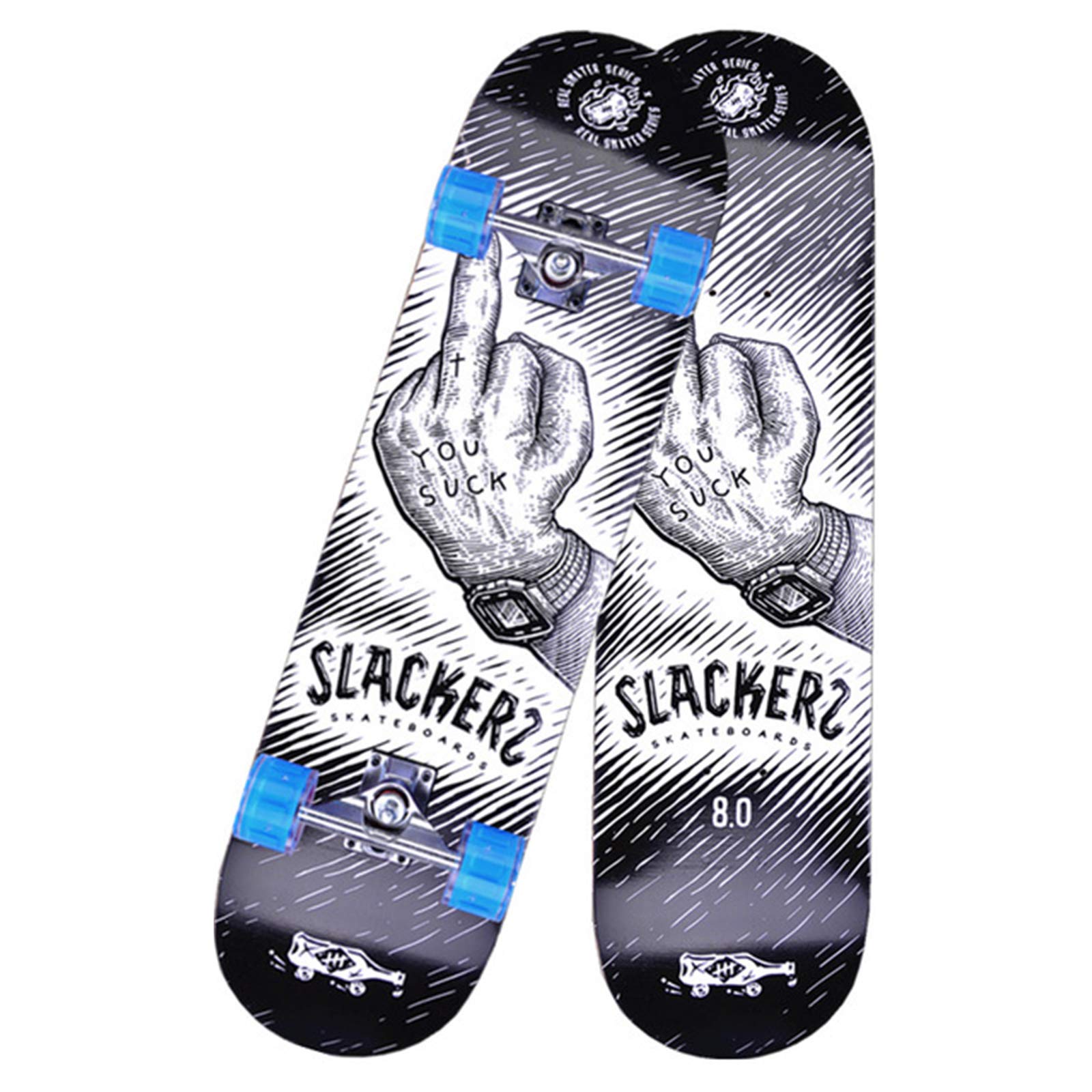 Skateboard 32 pouces débutant avec roues LED et roulement ABEC-7 double kick
