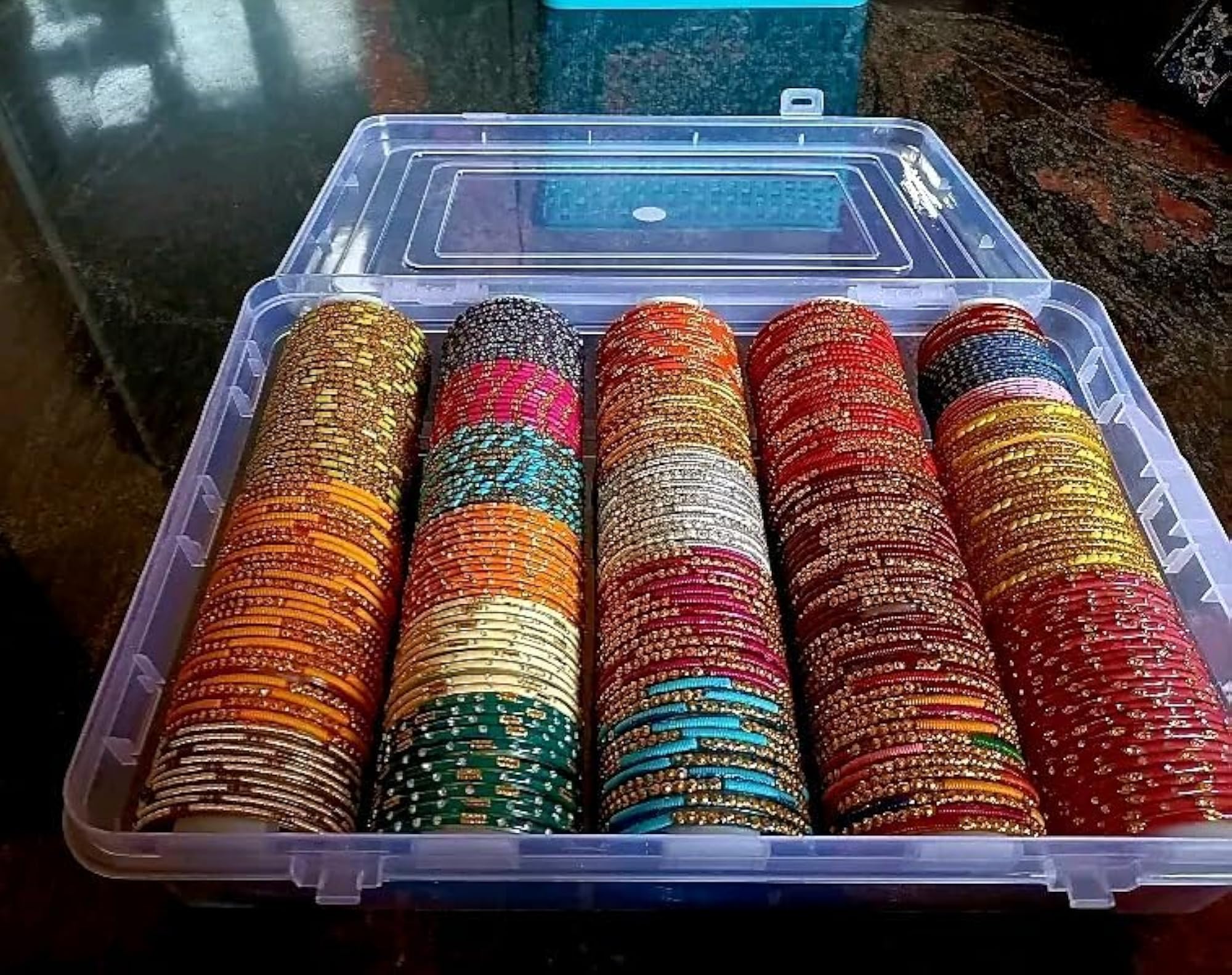 5 Rod Bangle Box Chudi Set Organizer, White Plastic