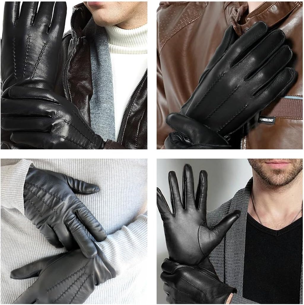 Hugger Women's Water-Resistant Full Finger Touchscreen Unlined Leather Gloves for Casual Wear, Driving, Riding