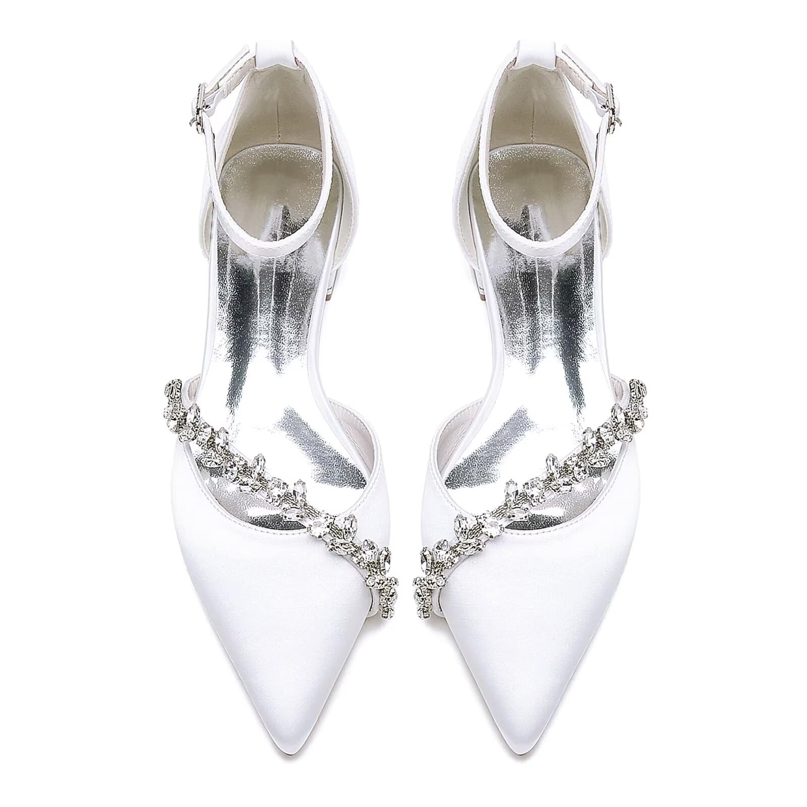 HNVAVQ Flache Brautschuhe Damen, Spitze Satin Hochzeitsschuhe mit Niedrigem Absatz