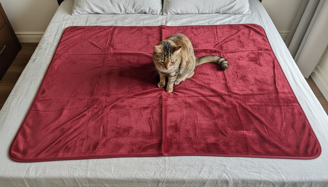 Waterproof Reversible Blanket - Leakproof Furniture Protector, Throw for Sofa, Bed, Car Seat, Couch Cover for People, Pets, Cats & Dogs - Machine Washable - Red Wine Flannel & Gold Sherpa (40” x 60”) - Image 7