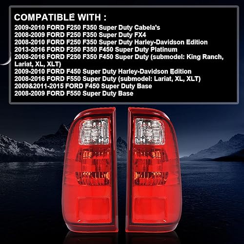 Miniatura 18 de PIT66 Luces traseras, compatibles con Ford F150 2009 2010 2011 2012 2013 2014 Conjunto de luces de freno traseras izquierda y derecha, lente roja