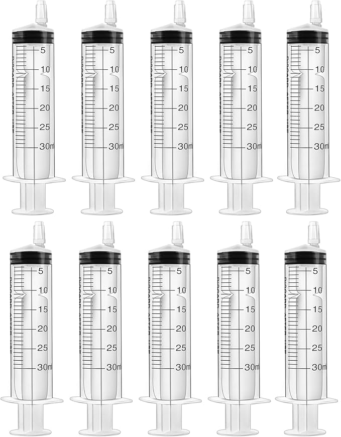 30ml Plastic Syringes,10 Pack Individually Packaged Syringes with Caps