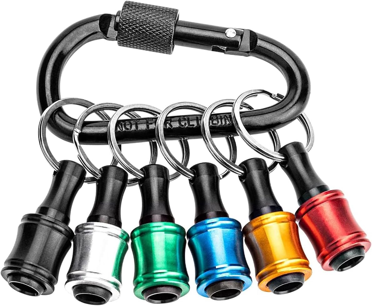 Bit Holder Keychain 1/4 Socket Hex Shank Screwdriver Bits Holder Light-weight for Impact Driver Drill Bit Keychain Extension Bar Quick Release Easy Change Tools & Home Improvement Gift (Black)