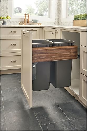 Miniatura 3 de Extraíble de basura doble de 50 cuartos de galón de madera