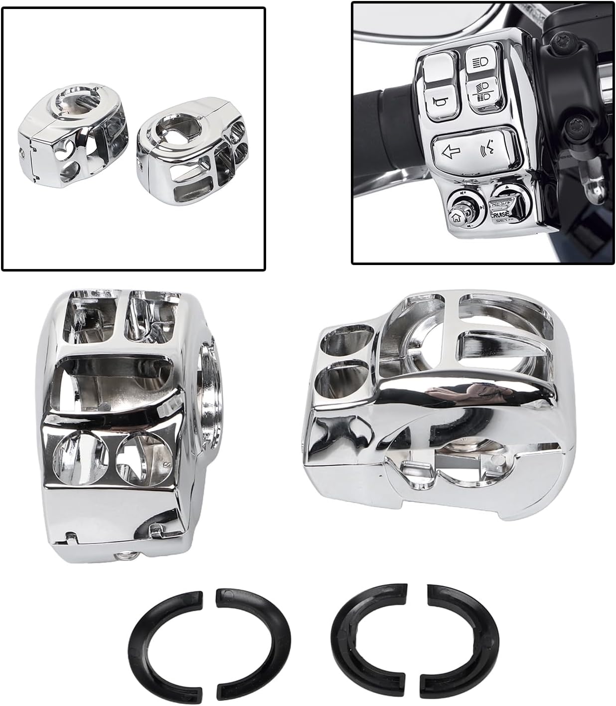 Chrome Handlebar Hand Control Switch Housing Cover For Harley Touring Electra Glide Road Glide Street Glide Road King 2014-2023