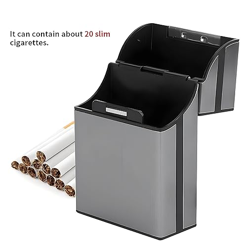 Miniatura 4 de MAGIKON Caja de cigarrillos ligera de aleación de aluminio para hombre, caja protectora de cigarrillos (20 cigarrillos, gris)