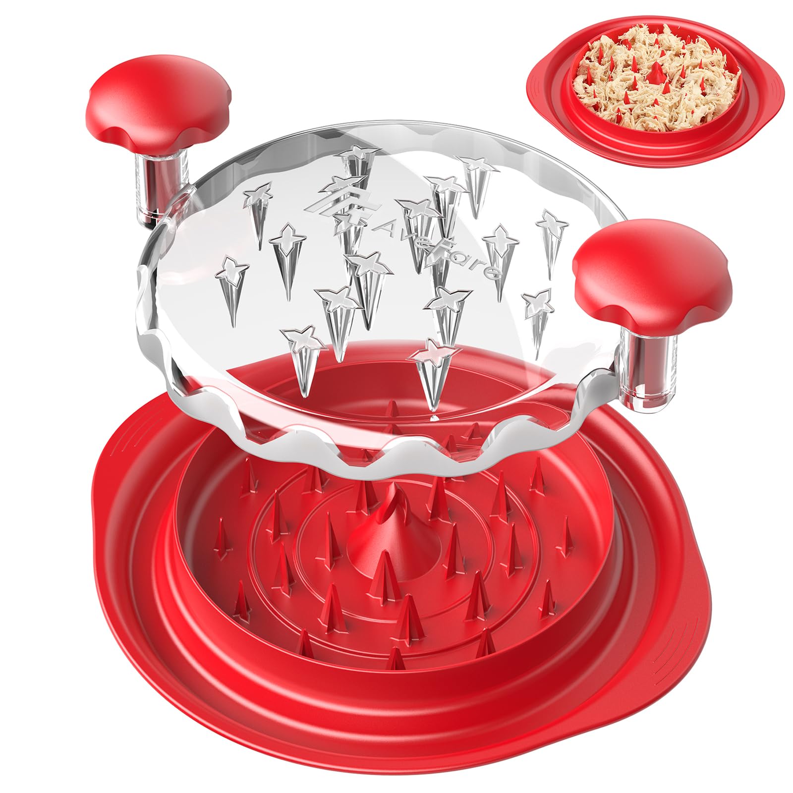 Pro Chicken Shredder, 10.8" Visible Chicken Breast Shredder Tool Twist, Large Meat Shredder Machine - Ergonomic Handle, Dishwasher Safe, Anti-Slip, Cleaning Brush, Heat Resistant, BPA Free