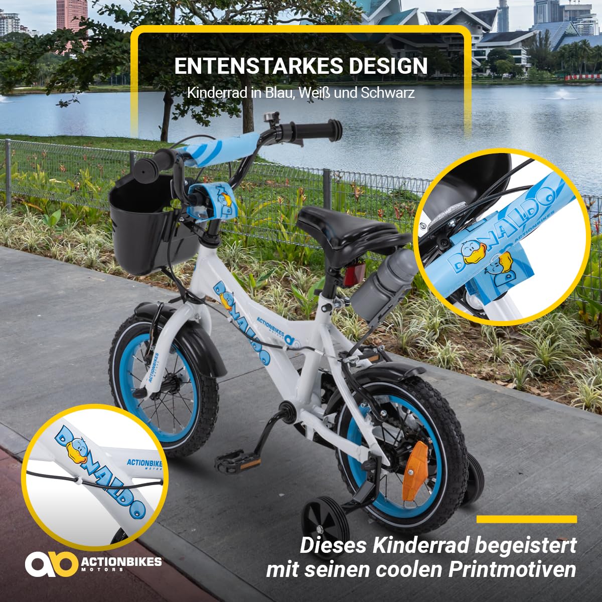 Actionbikes Kinderfahrrad | 12 16 20 Zoll - V-Brake Bremsen - Fahrrad für Kinder von 2-9 Jahren - Schutzblech v. / h - Kinder Fahrrad für Mädchen & Jungen - Fahrräder - Bicycle - Kinderrad - Bike