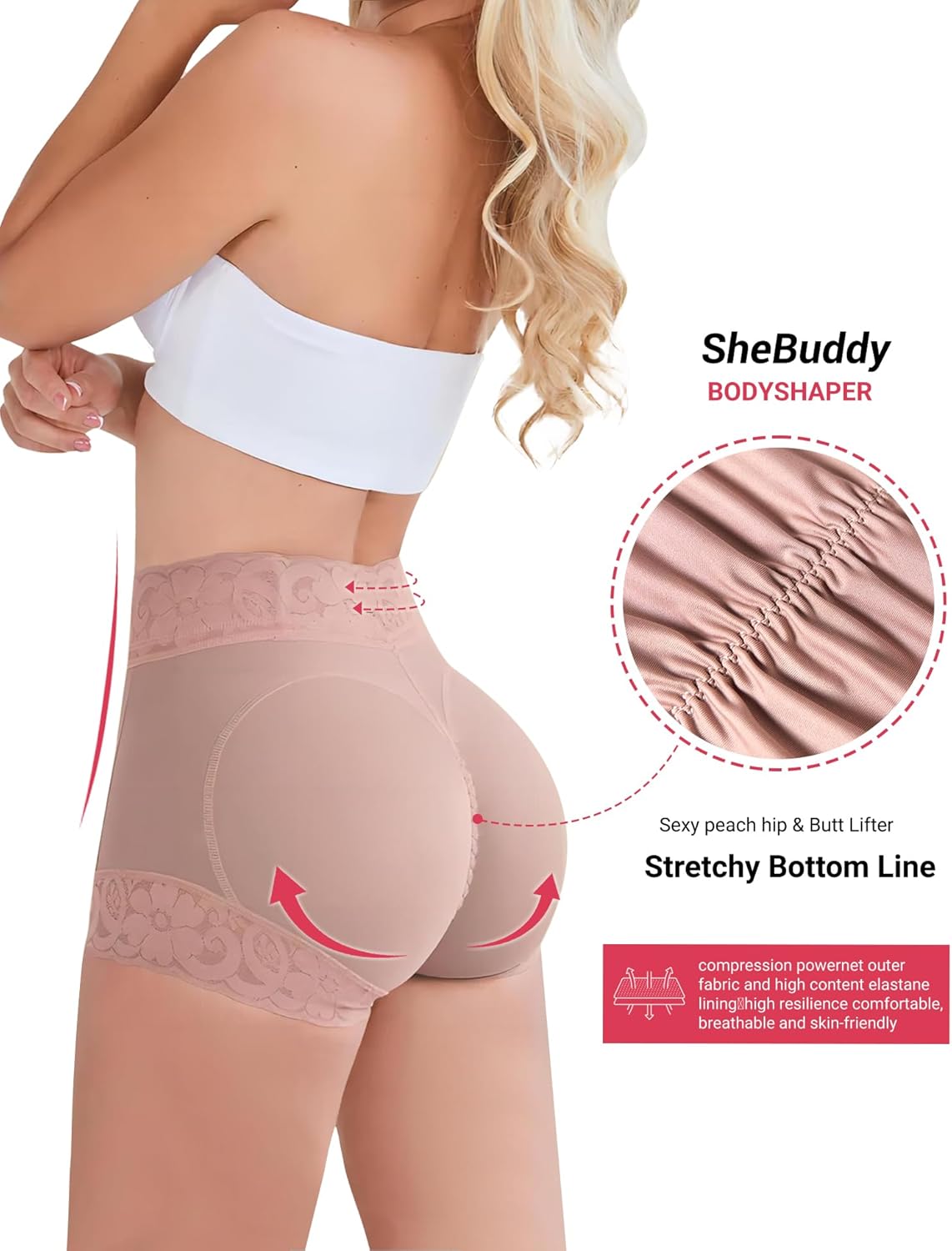 Butt Lifting Panties, Tummy Control Shapewear for Women Compression Underwear Short Lace Butt Lifter Shapewear - Image 3