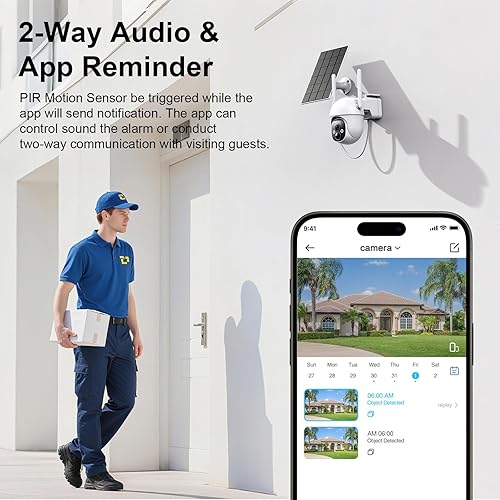 Miniatura 5 de Cámaras solares inalámbricas para exteriores, cámaras de visión de 360  para seguridad en el hogar, detección PIRcámara solar WiFi de 2.4 GHzimagen