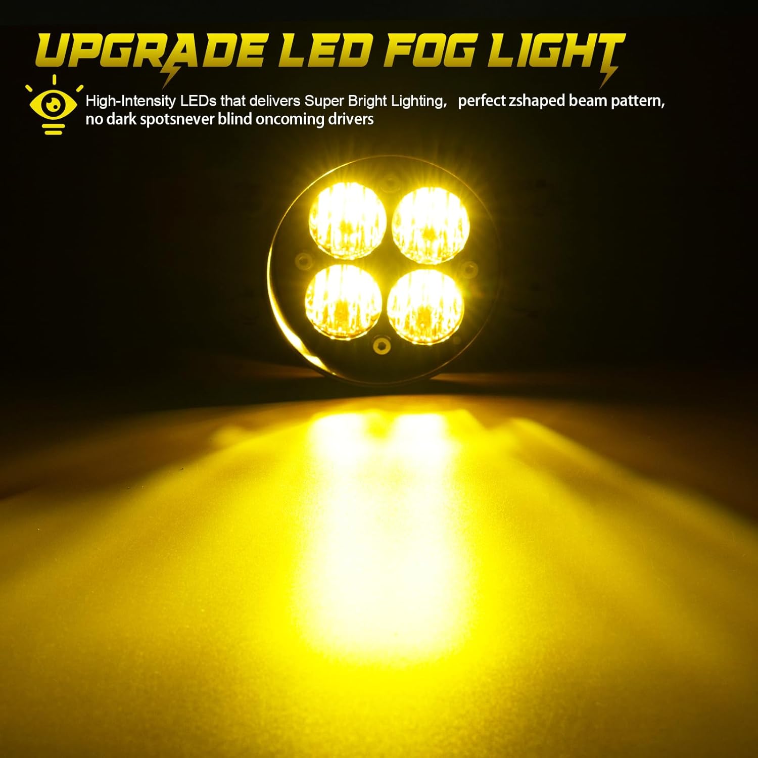 Yellow LED Fog Lights Fits For 2012-2023 Tacoma,2014-2021 Tundra,2010-2024 4Runner,2011-2019 Sienna,2009-2016 Corolla,2008-2013 LX570,2 Packs(SAE Fog Lamp,Amber LED Light Kit)