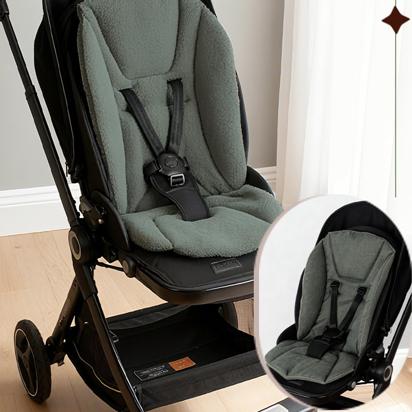 Almohadilla protectora de asiento para cochecitos con soporte