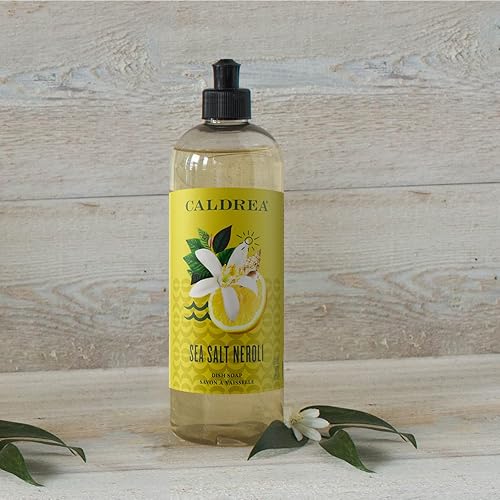 Miniatura 5 de Caldrea Jabón para platos, líquido biodegradable para lavar platos hecho con corteza de jabón y aloe vera, sal marina Neroli, 16 onzas, paquete de 3