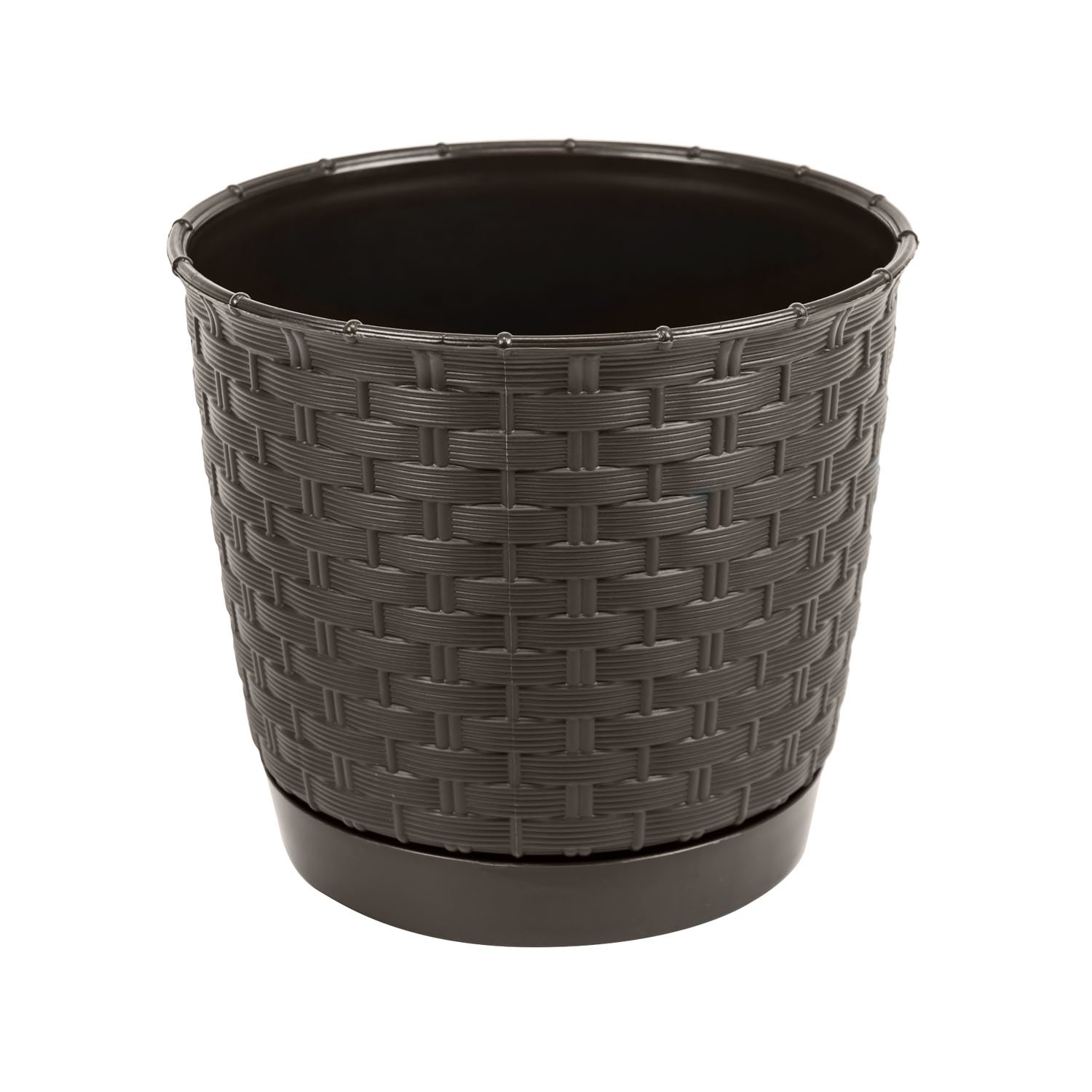 Prosper Plast DRLO220-440U 22 x 19.5 cm "Ratolla" Round Flowerpot - Dark Brown, 22x22x19.5 cm