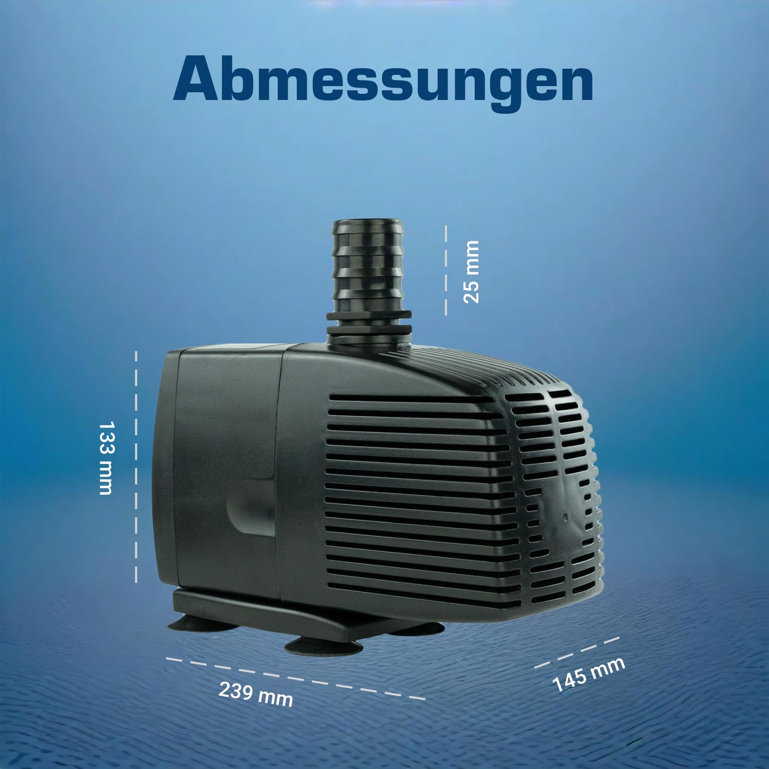 Teichpumpe 230 V – 3.000 L/H, 10m Kabel, 280 cm Förderhöhe, 60 Watt, Wasserpumpe, Bachlaufpumpe, Wasserspielpumpe und Zimmerbrunnen-Pumpe | Brunnenpumpe | Tauchpumpe | Springbrunnen-Pumpe | KEP3000N