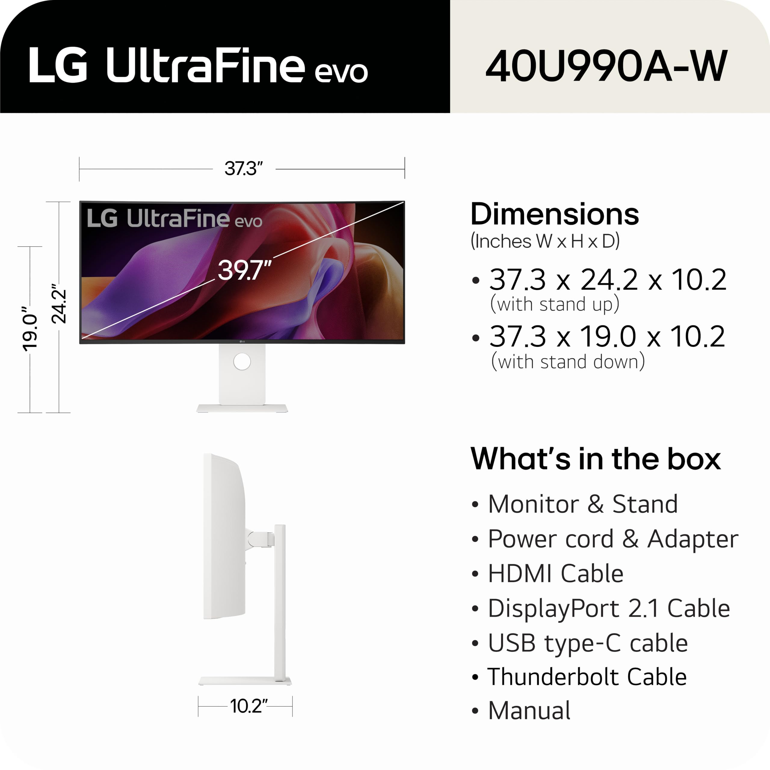 LG Monitor curvo Nano IPS 40U990A-W 101.6 cm Ultrafine 5K2K WUHD