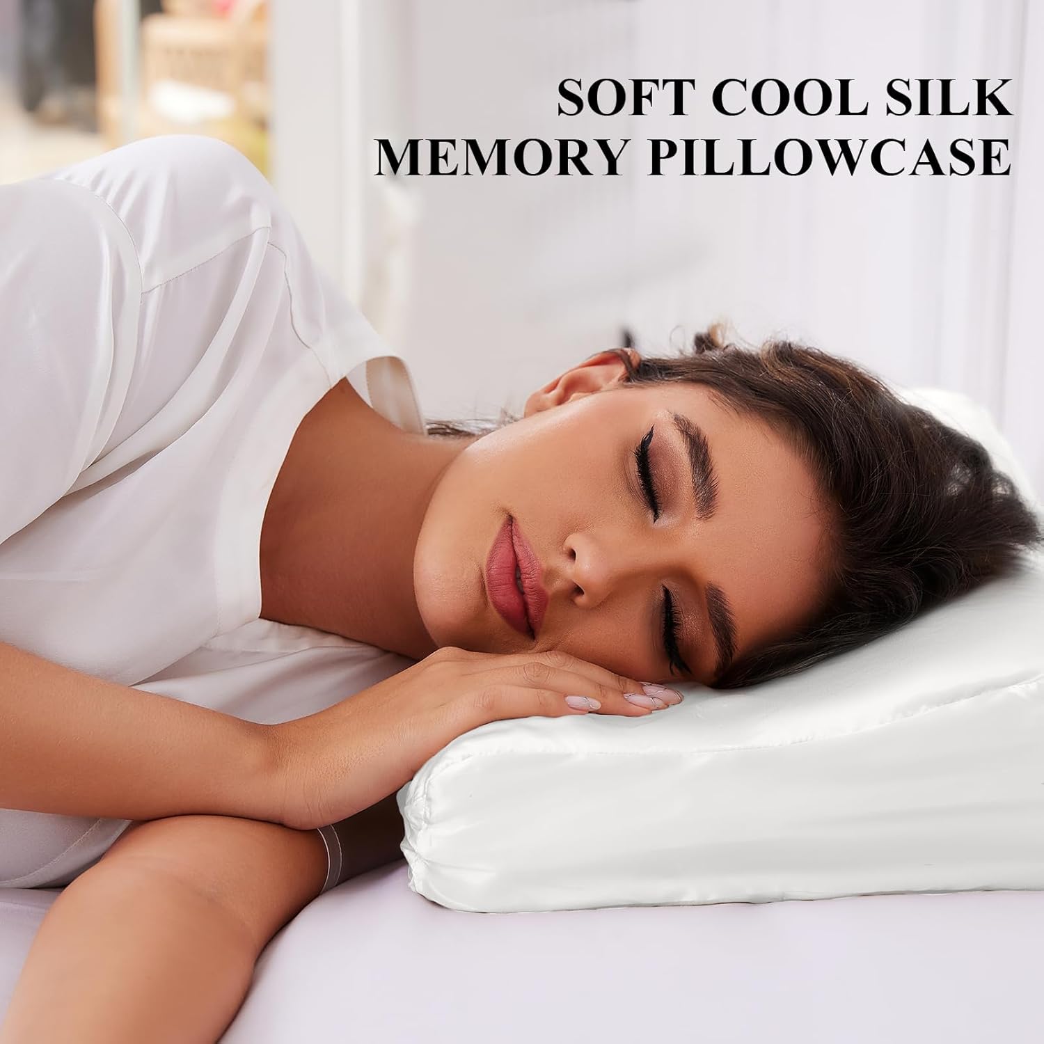 THXSILK 19 Momme 1 Pcs 100% Natural Mulberry Silk Pillowcase for Cervical Contour Memory Foam Pillow Latex Pillow Cover Cervical Pillow Case, Washable (King, Cream White)