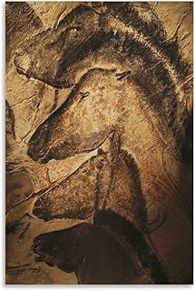 LODASNA French Chauvet Cave Stone Age Mural Poster Canvas Wall Decor Art Canvas Painting Posters And Prints Wall Art Pictures for Living Room Bedroom Decor 12x18inch(30x45cm) Unframe-style