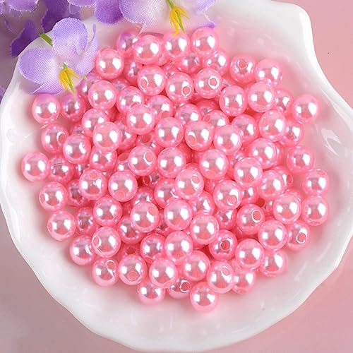 Miniatura 6 de Niziky 500 cuentas de perlas para la fabricación de joyas, color rosa claro de 0.315 pulgadas (0.315 in), cuentas redondas con agujero, cuentas de