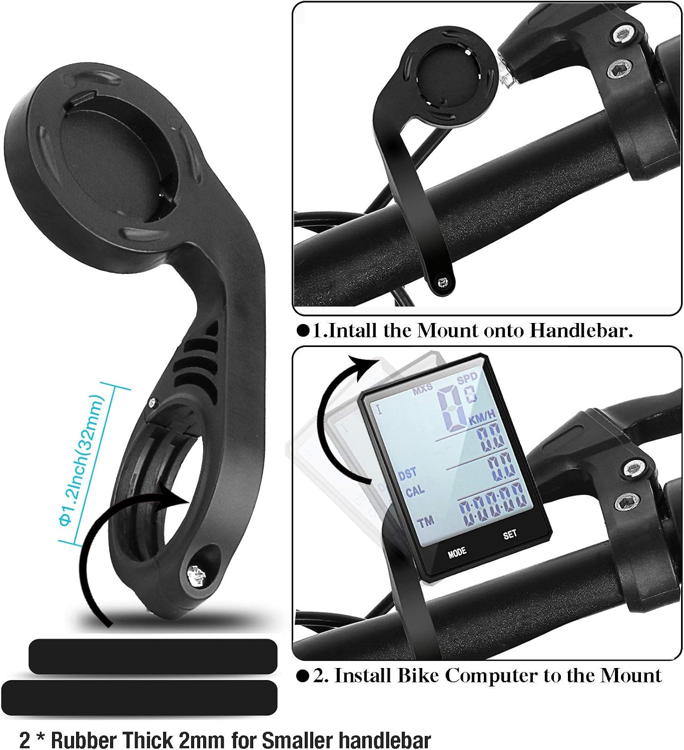 Cycloving Wireless Bike Computer, Bicycle Speedometer with 2.8 Inch LCD, White Backlight, IPX6 Water Resistant Odometer Bike Accessories
