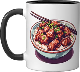 Szechuan Chicken 8 Bit Ceramic Mug, Black/White