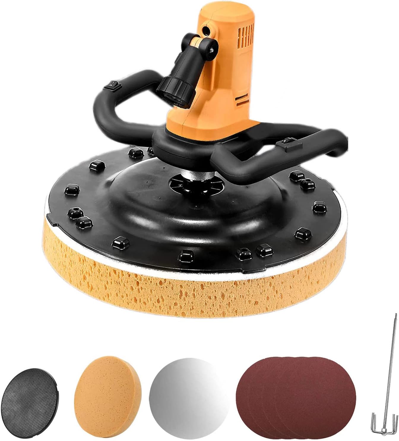 Drywall Sander, 6 Speed Electric Sander with Extendable Handle LED Lights Dust Collector & 4 Sanding Discs, 1680W Drywall Power Tool for Woodworking and Home Improvement