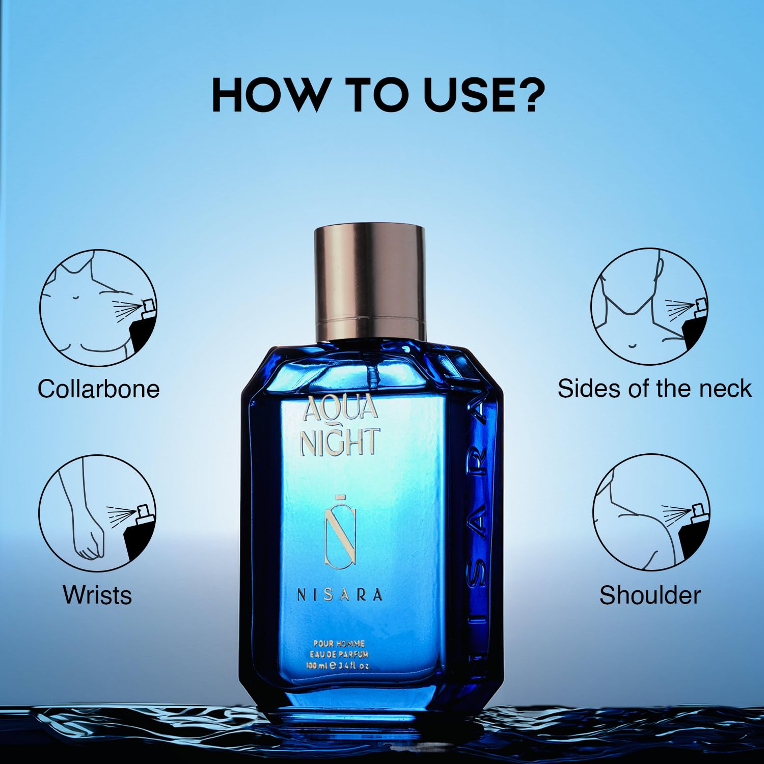 Nisara Aqua Night EDP Perfume for Men,100ml | Premium, Long Lasting Eau De Parfum | Fresh Aquatic Fragrance with Pineapple, Apple, Rose, Sandalwood & Musk Notes for Him 3