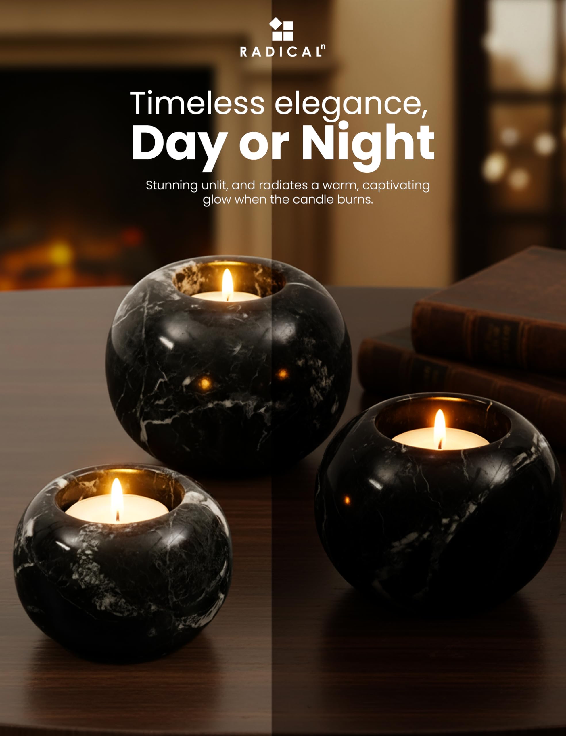 Świecznik tealight - zestaw 3 szt. (czarny)