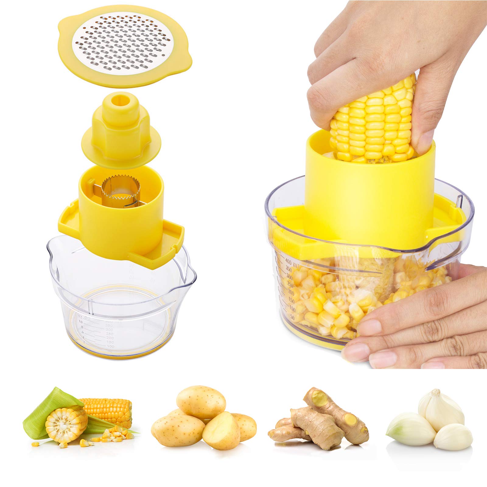 Sugarchef Multifunction Stainless Steel Corn Peeler Sheller Thresher Stripper Cutter Multipurpose Kitchen Gadget Corn Husker for Corn on the Cob Stripper Remover Tool