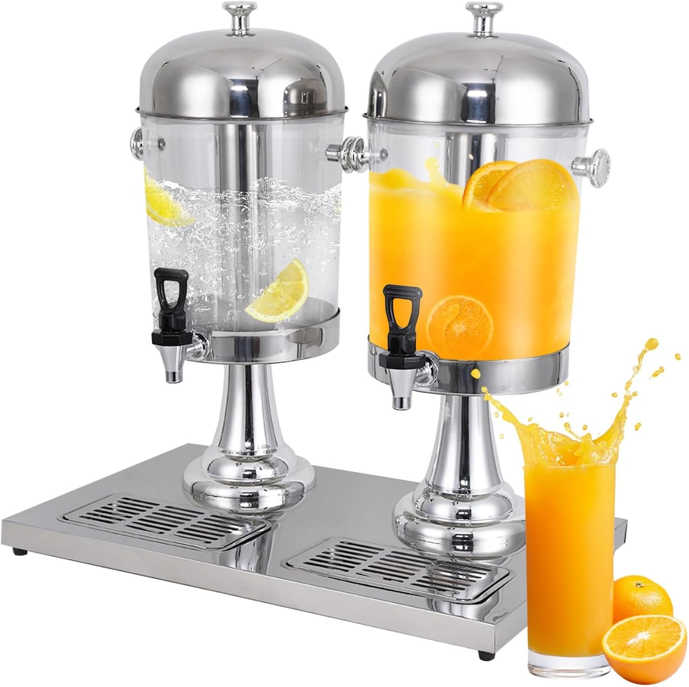4.5 Gallon Drink Dispensers for Parties, Beverage Dispenser with Stand, Commercial Hot Cold Juice Dispenser with Ice Container and Stainless Steel Drip Trays for Beer, Water Lemonade 4.5gallon