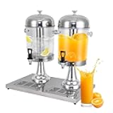 BAVNNRO 4.5 Gallon Drink Dispensers for Parties, Beverage Dispenser with Stand, Commercial Hot Cold Juice Dispenser with Ice Container and Stainless Steel Drip Trays for Beer, Water Lemonade