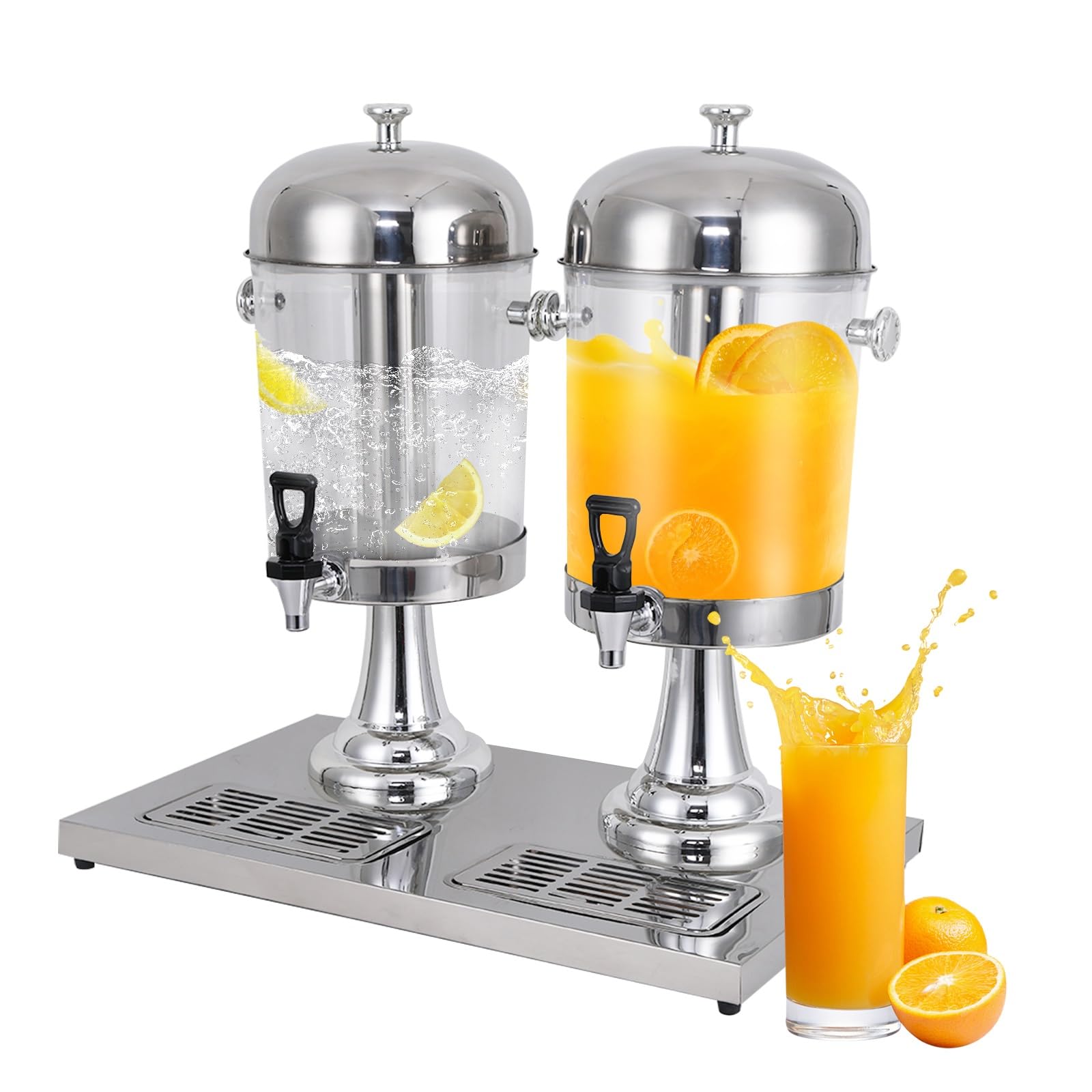 4.5 Gallon Drink Dispensers for Parties, Beverage Dispenser with Stand, Commercial Hot Cold Juice Dispenser with Ice Container and Stainless Steel Drip Trays for Beer, Water Lemonade