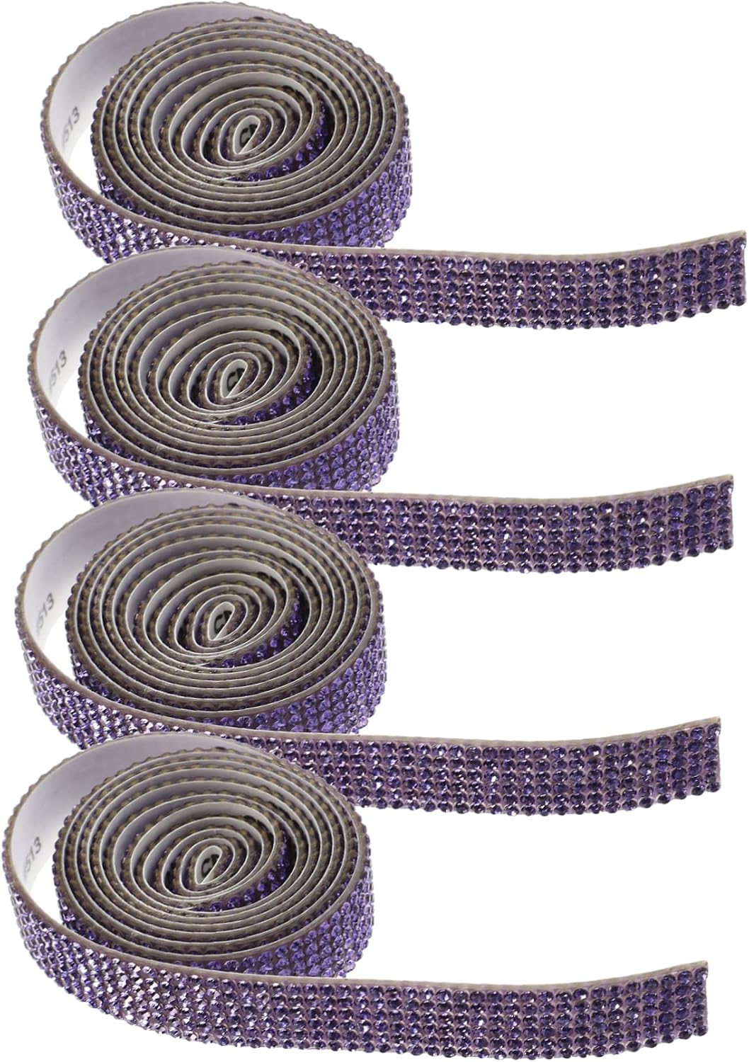 4rolls Rhinestone Applique Patch for Belts Self-Adhesive Glitter Dress Sticker with Hot Melt Glue for Bridal Sashes DIY Craft Projects Pack of Dreamy Purple Each
