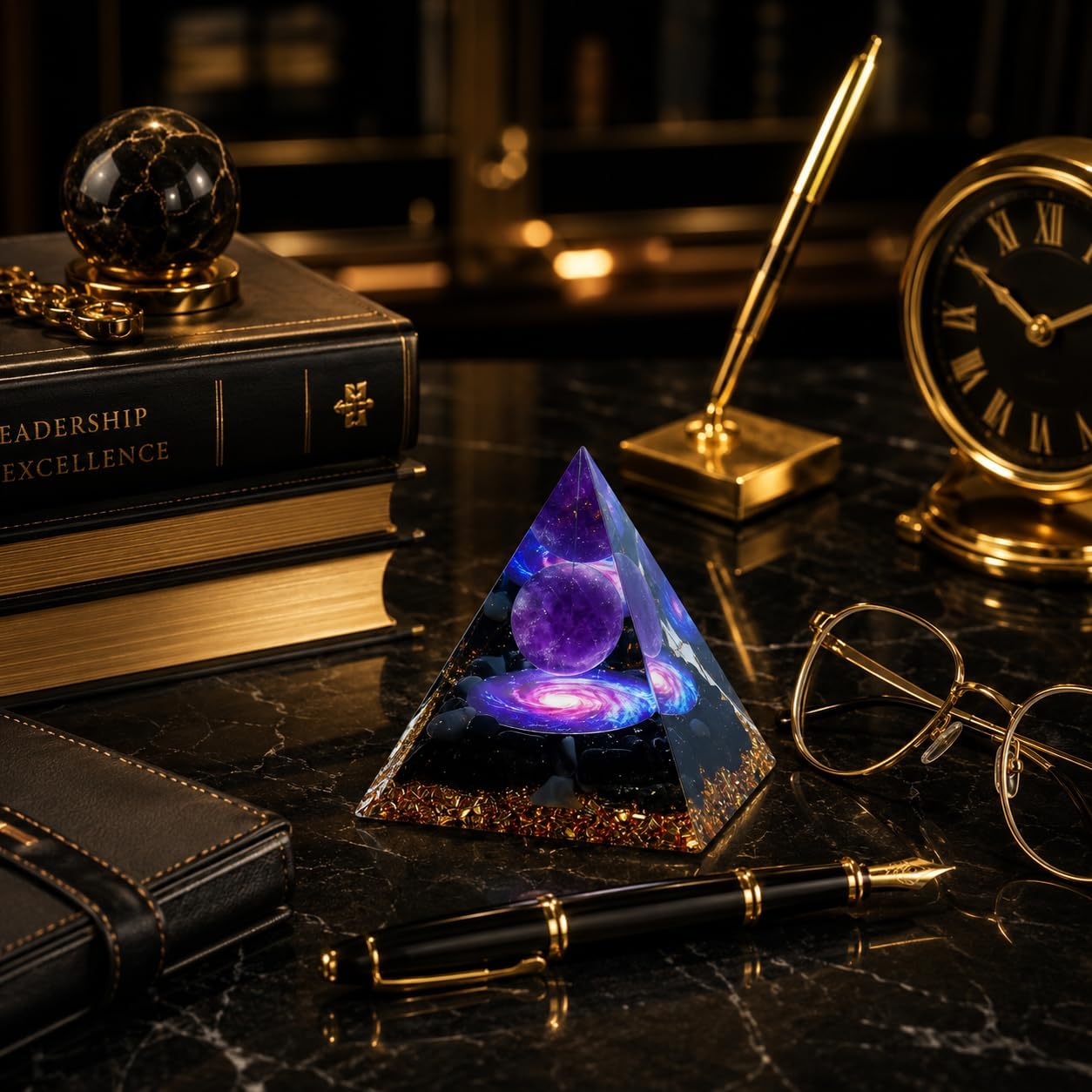 Orgone Black Obsidian Pyramid for Protection Handcrafted Orgonite Crystal Pyramid for Energy Balance, Meditation, Home Decor & Chakra Support