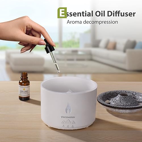 Miniatura 4 de Difusor de volcán humidificador de aceite de aromaterapia con 2 modos de niebla, temporizador de 12.2 fl oz y apagado automático sin agua, doble