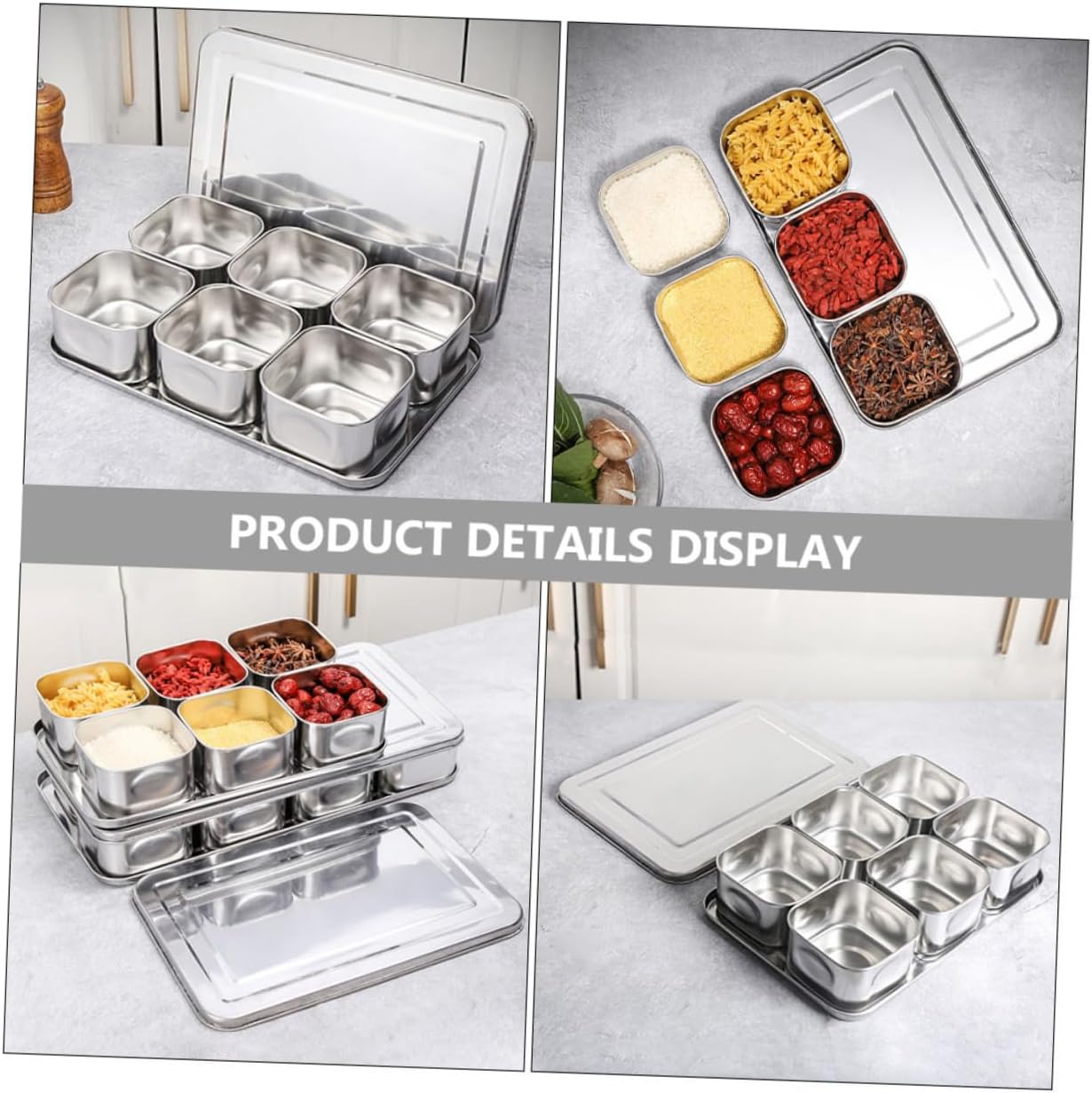 Seasoning Canister Set Stainless Steel Seasoning Boxes Square Spice Box Steel Easy to Clean Store