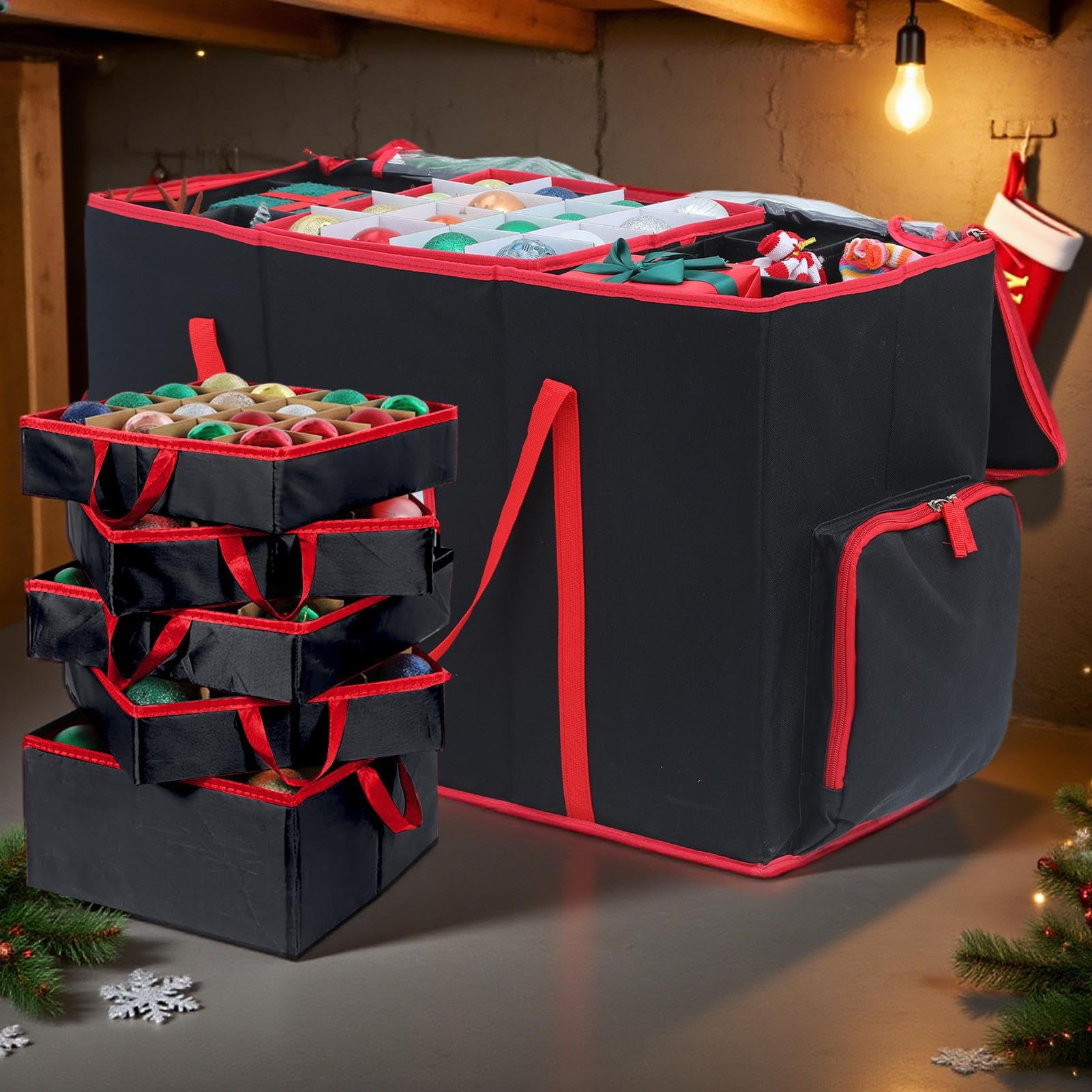 Generico Contenitore per Natale,Borsa Grande per Albero di Natale | Contenitori Resistenti per Alberi Artificiali, Sfere, Ghirlande, Lanterne, Pendenti, Cartoline di Auguri