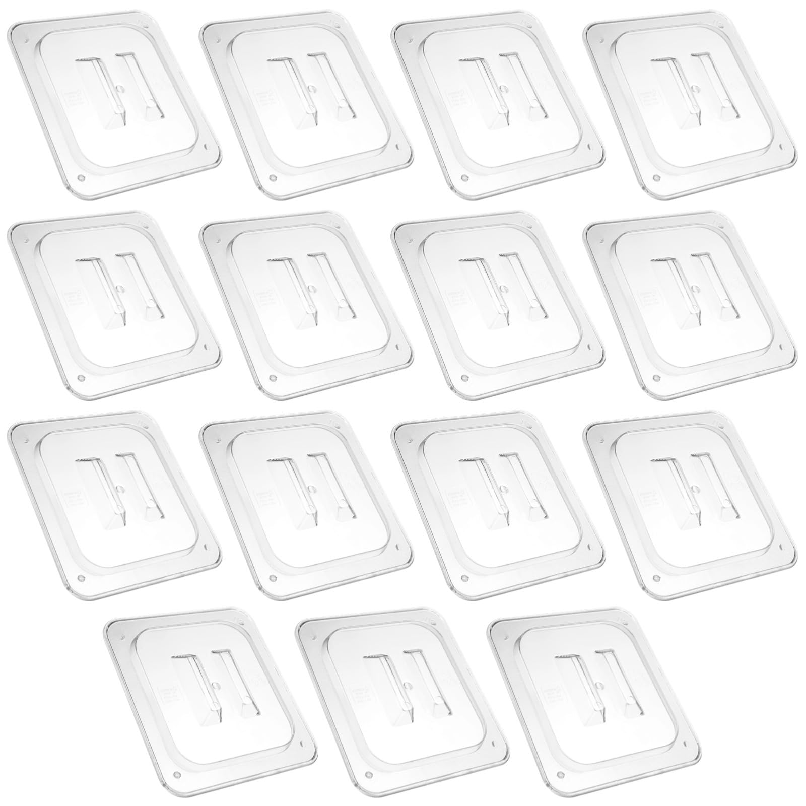 15 coperchi trasparenti per padelle in policarbonato da 1/6, impilabili, universali, con fori di ventilazione, adatti a contenitori per catering e contenitori per alimenti
