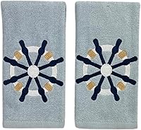 Vista 34 de Serafina Home Toallas de baño para dedos con tortugas: toallas de verano náuticas suaves y absorbentes para invitados con decoración de tortuga azul