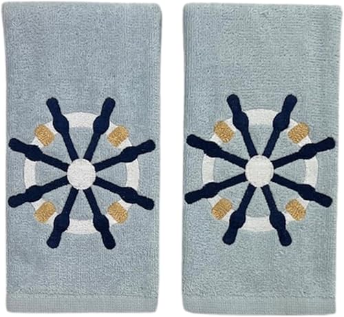 Miniatura 34 de Serafina Home Toallas de baño para dedos con tortugas: toallas de verano náuticas suaves y absorbentes para invitados con decoración de tortuga azul