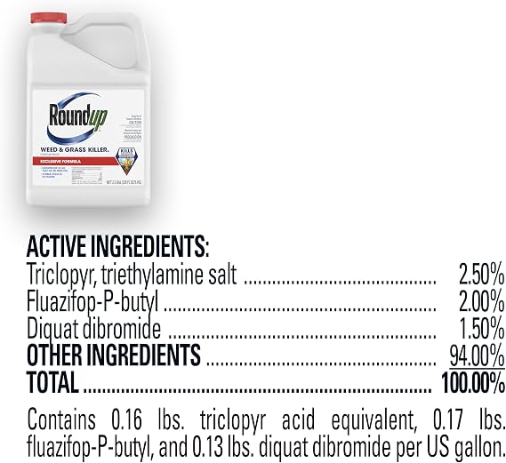 Roundup Weed & Grass Killer4 Concentrate, Use in and Around Flower Beds, Walkways and Other Areas of Your Yard, 2.5 gal.