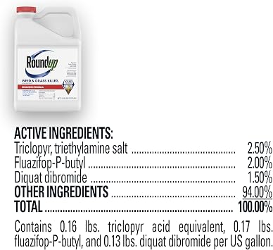 Roundup Weed & Grass Killer4 Concentrate, Use in and Around Flower Beds, Walkways and Other Areas of Your Yard, 2.5 gal.