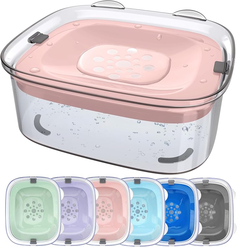 Tigela de Água para Cães com Disco de Fluxo Lento e Antirrespingos AONKEY 3 L Rosa