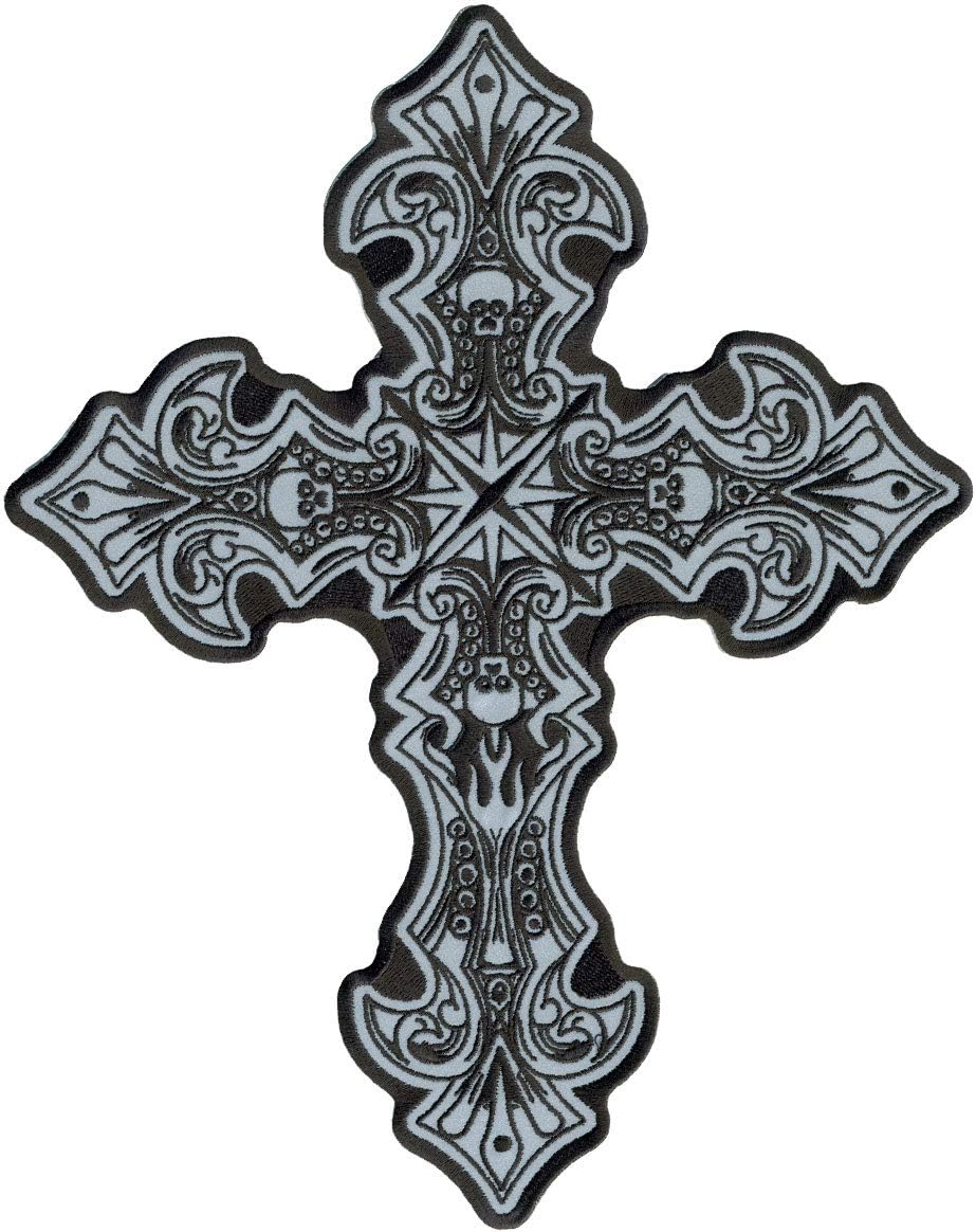 Hot Leathers PPB1217 Reflective Crucifix 9" x 11" Patch