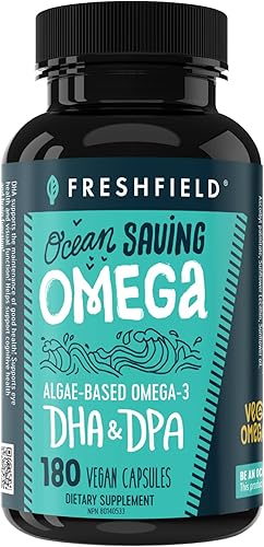 Miniatura 10 de Freshfield Omega 3, Suplementos de DHA, Fórmula potente 1 por día, Aceite de algas (algas), Omega vegano, aceite de pescado para ahorro de océano,