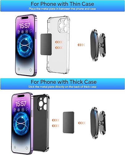 Miniatura 5 de Paquete de 2 Soporte magnético de teléfono para el tablero del automóvil Imán fuerte Soporte magnético para teléfono del coche 4 placas Soporte de