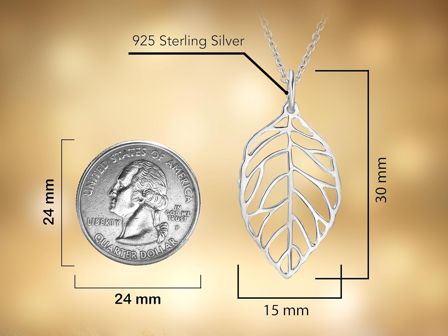 AeraVida Simple Leaf Statement Cut-out Boho .925 Sterling Silver Necklace | Silver Sterling Necklace for Women | Leaf Statement Necklace | Boho Necklaces for Women - Image 3